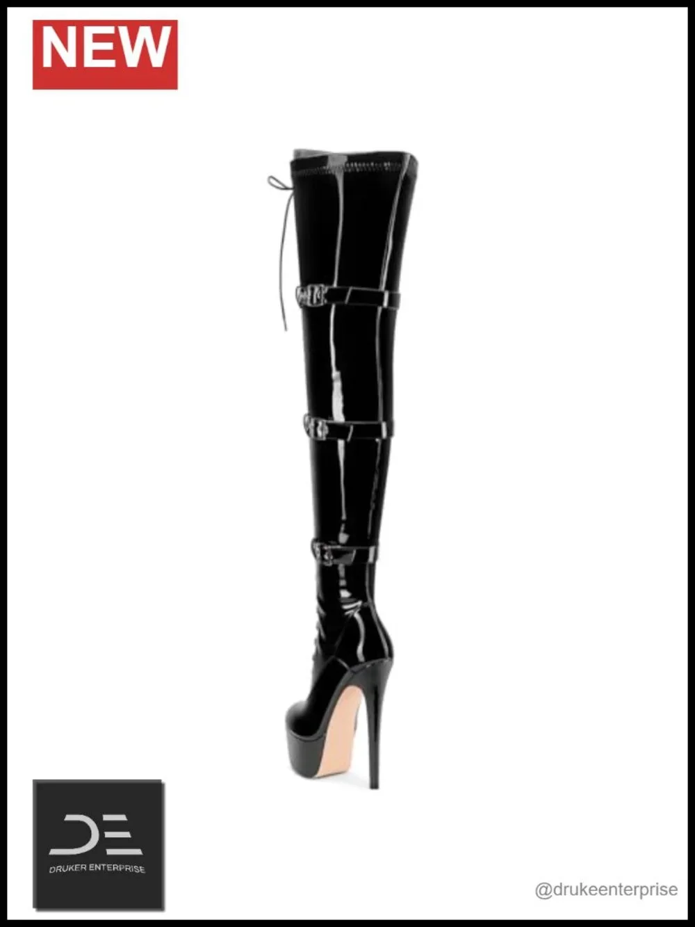 Over Knee Thigh High Boots Stiletto Platform Round Toe Lace-up Buckle Zipper